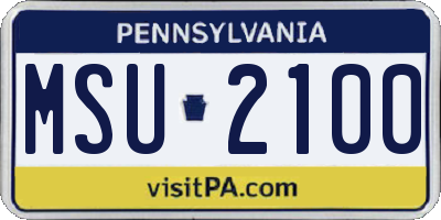 PA license plate MSU2100