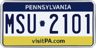 PA license plate MSU2101