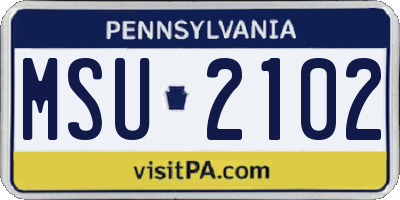 PA license plate MSU2102