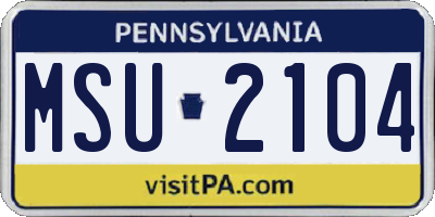 PA license plate MSU2104