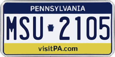 PA license plate MSU2105