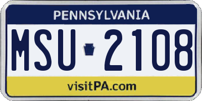 PA license plate MSU2108