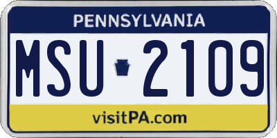 PA license plate MSU2109
