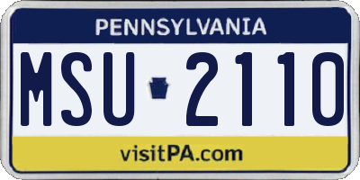 PA license plate MSU2110