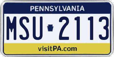 PA license plate MSU2113