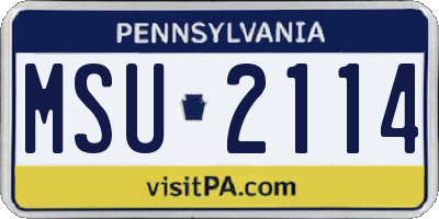 PA license plate MSU2114