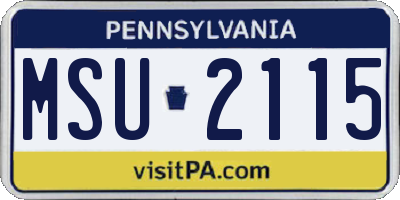 PA license plate MSU2115