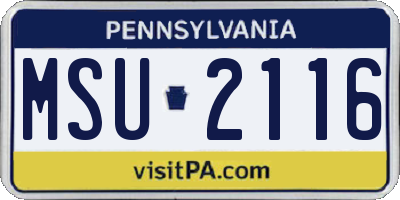 PA license plate MSU2116