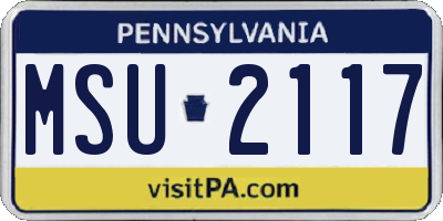 PA license plate MSU2117