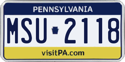 PA license plate MSU2118