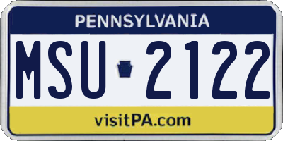 PA license plate MSU2122