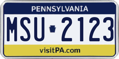 PA license plate MSU2123