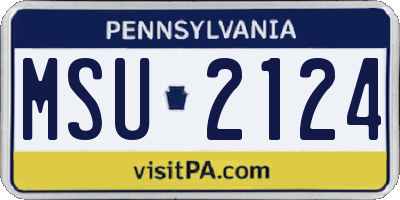 PA license plate MSU2124