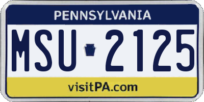 PA license plate MSU2125