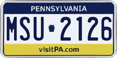 PA license plate MSU2126