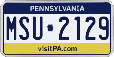PA license plate MSU2129