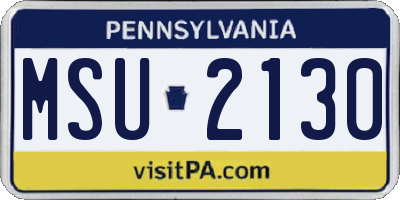 PA license plate MSU2130
