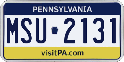 PA license plate MSU2131