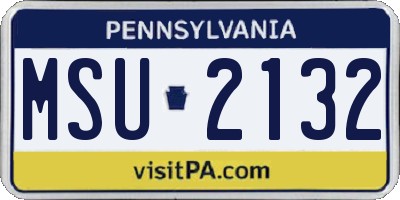 PA license plate MSU2132
