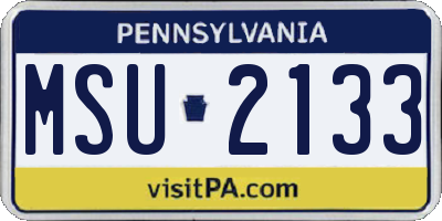 PA license plate MSU2133
