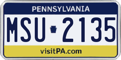 PA license plate MSU2135