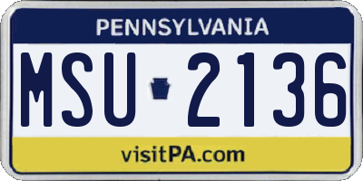 PA license plate MSU2136