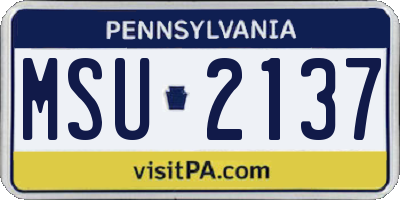 PA license plate MSU2137