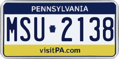 PA license plate MSU2138