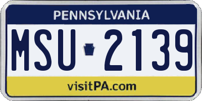 PA license plate MSU2139