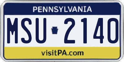 PA license plate MSU2140
