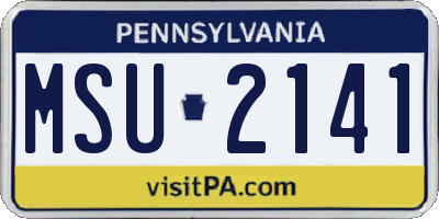 PA license plate MSU2141