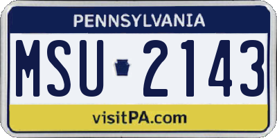 PA license plate MSU2143