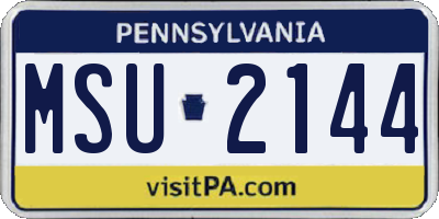 PA license plate MSU2144