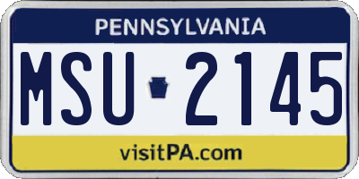 PA license plate MSU2145