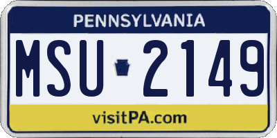 PA license plate MSU2149