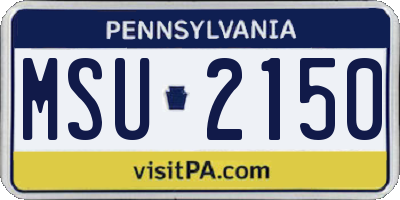 PA license plate MSU2150