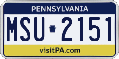 PA license plate MSU2151