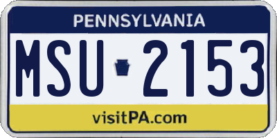 PA license plate MSU2153