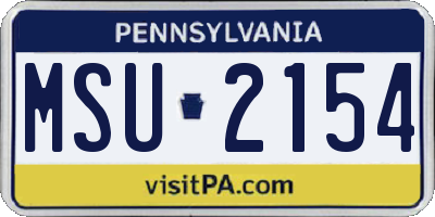 PA license plate MSU2154