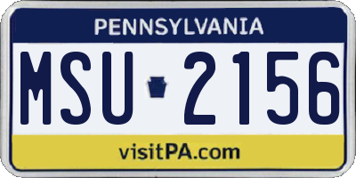 PA license plate MSU2156
