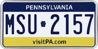 PA license plate MSU2157