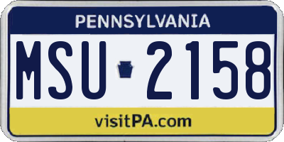 PA license plate MSU2158