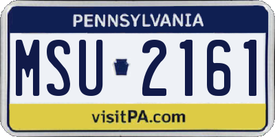 PA license plate MSU2161