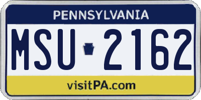 PA license plate MSU2162