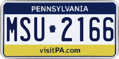 PA license plate MSU2166