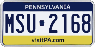 PA license plate MSU2168