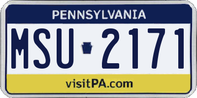 PA license plate MSU2171