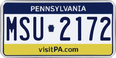 PA license plate MSU2172
