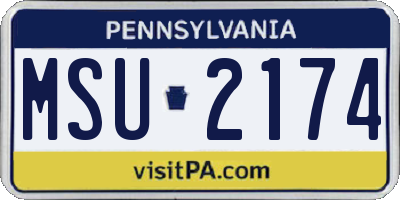 PA license plate MSU2174