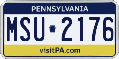 PA license plate MSU2176